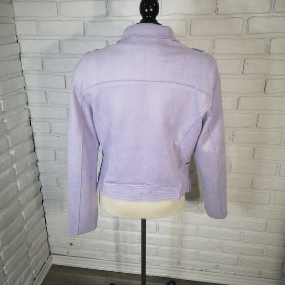 Amanda Green Ladies Size Large Off Set Zip Closure Lilac Bomber Jacket - Picture 2 of 13